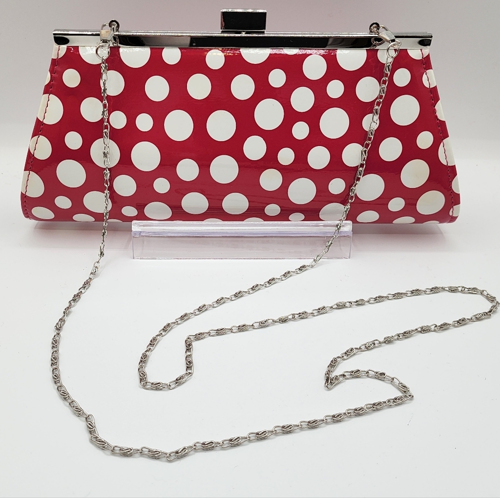 Neiman Marcus Clutch Pink & White Polka Dots NWOT - Picture 1 of 6